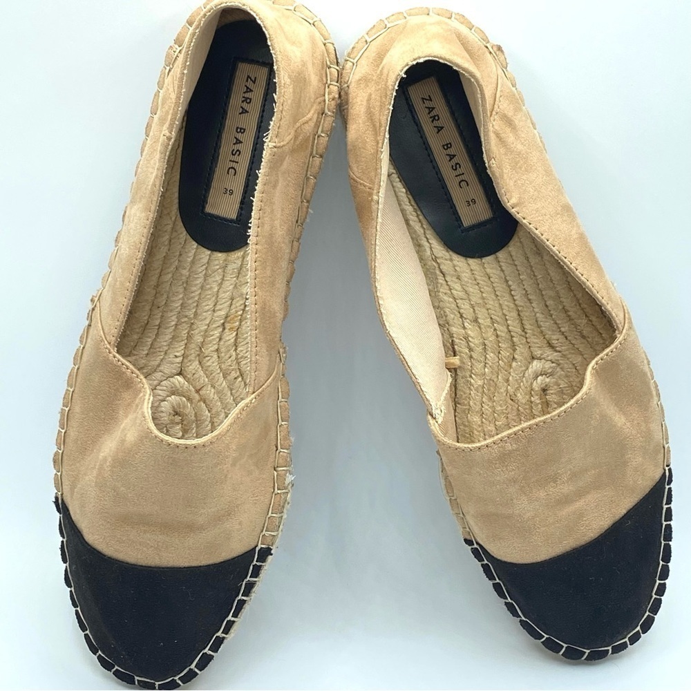 ZARA Basic Elegant Two-Tone Espadrilles Tan and Black - New - EU39 - US8 - Picture 6 of 14